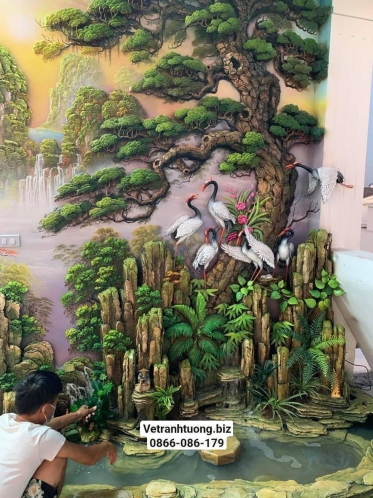 tranh đắp xi măng