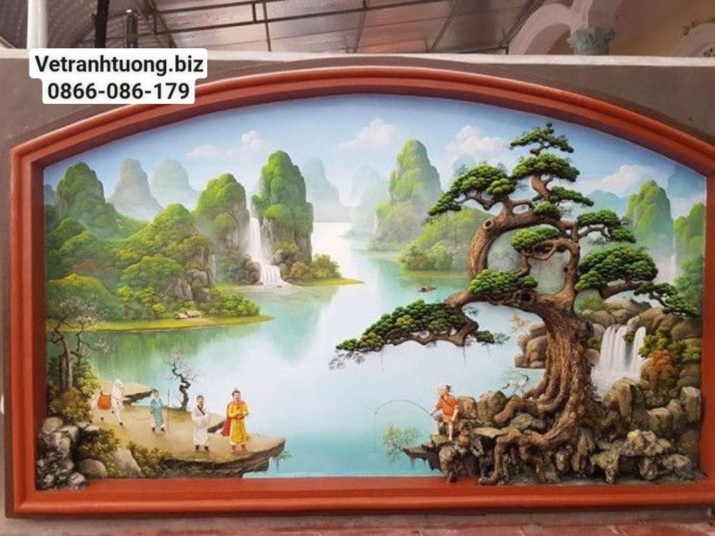 tranh đắp nổi đồng quê
